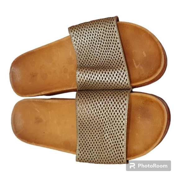 FRYE Lily Perforated Leather Slides Size 9 - Picture 2 of 7